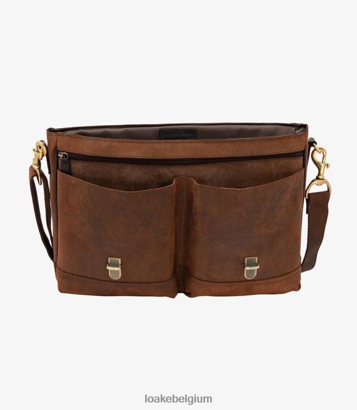 LoakeT08RD229 Blackfriars aktetas leer bruin gewaxt suède