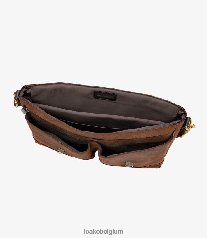 LoakeT08RD229 Blackfriars aktetas leer bruin gewaxt suède