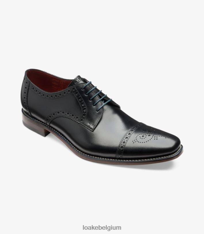 LoakeT08RD178 foley semi brogues zwart